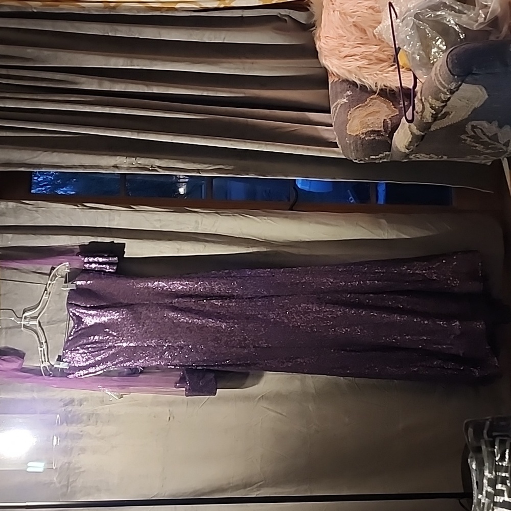 Cameron Blake size 4, deep grape purple sequin strapless gown